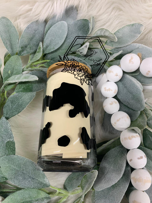 Cow Print Glass Beer Can