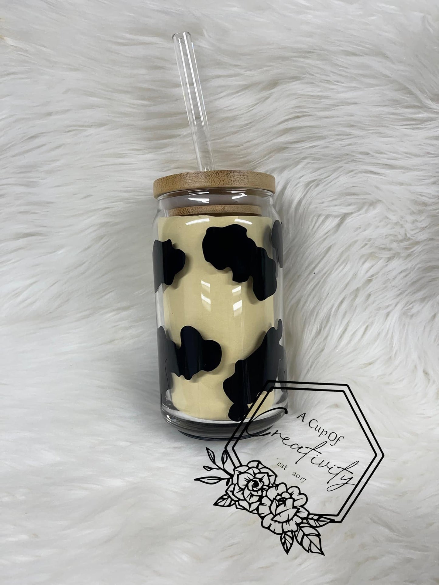 Cow Print Glass Beer Can